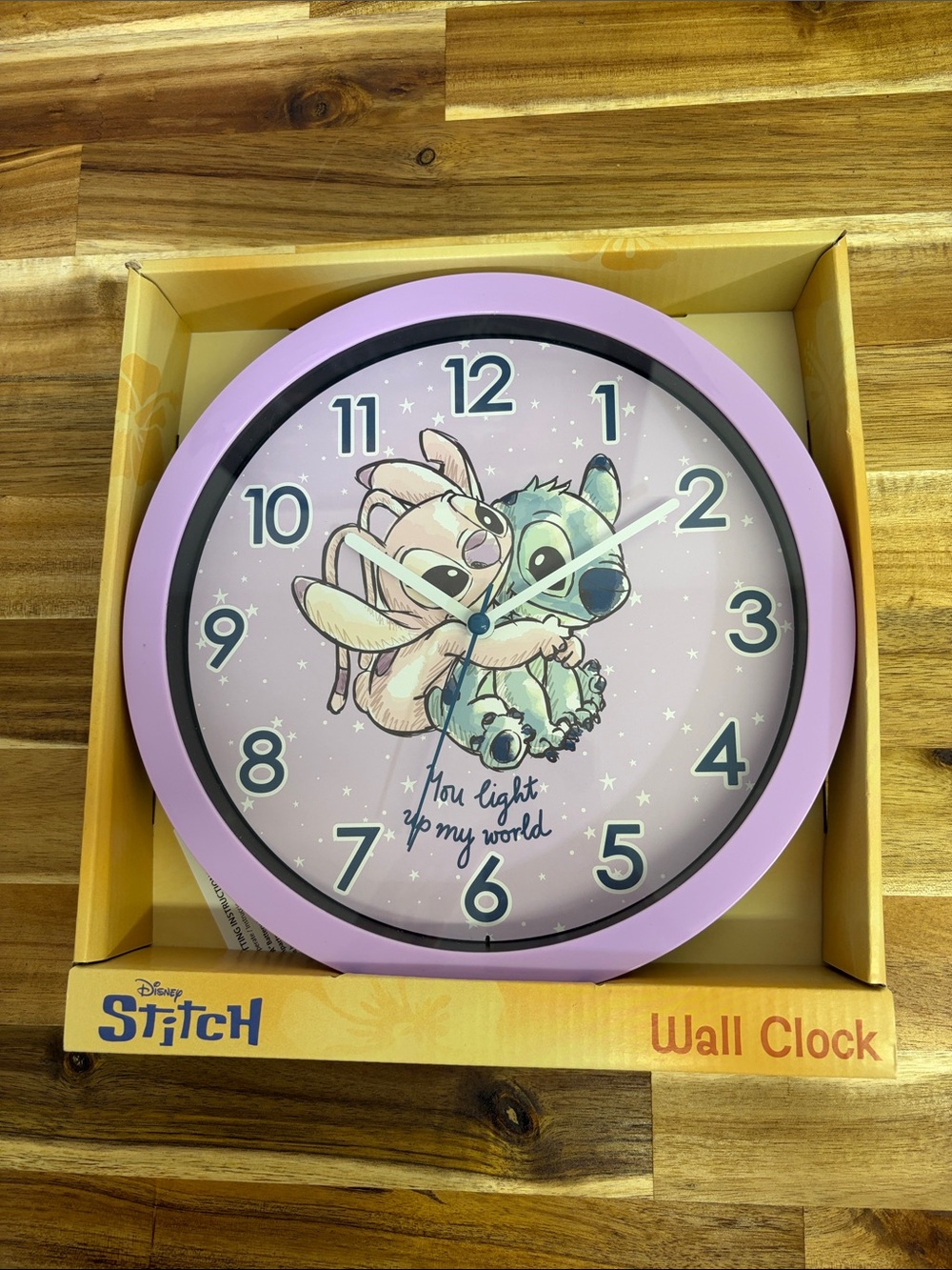 Disney Lavender Stitch & Angel Wall Clock